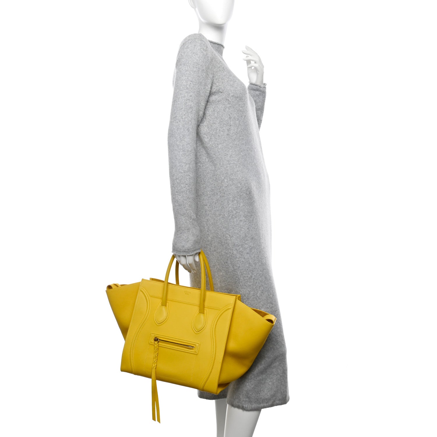 Celine Supple Calfskin Medium Phantom Luggage Sun Yellow 2 of 16