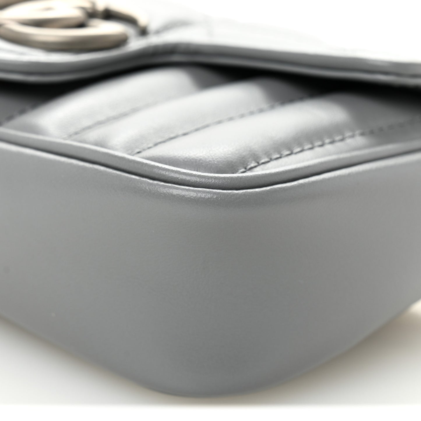 Calfskin Matelasse Aria Super Mini GG Marmont Shoulder Bag Deep Grey