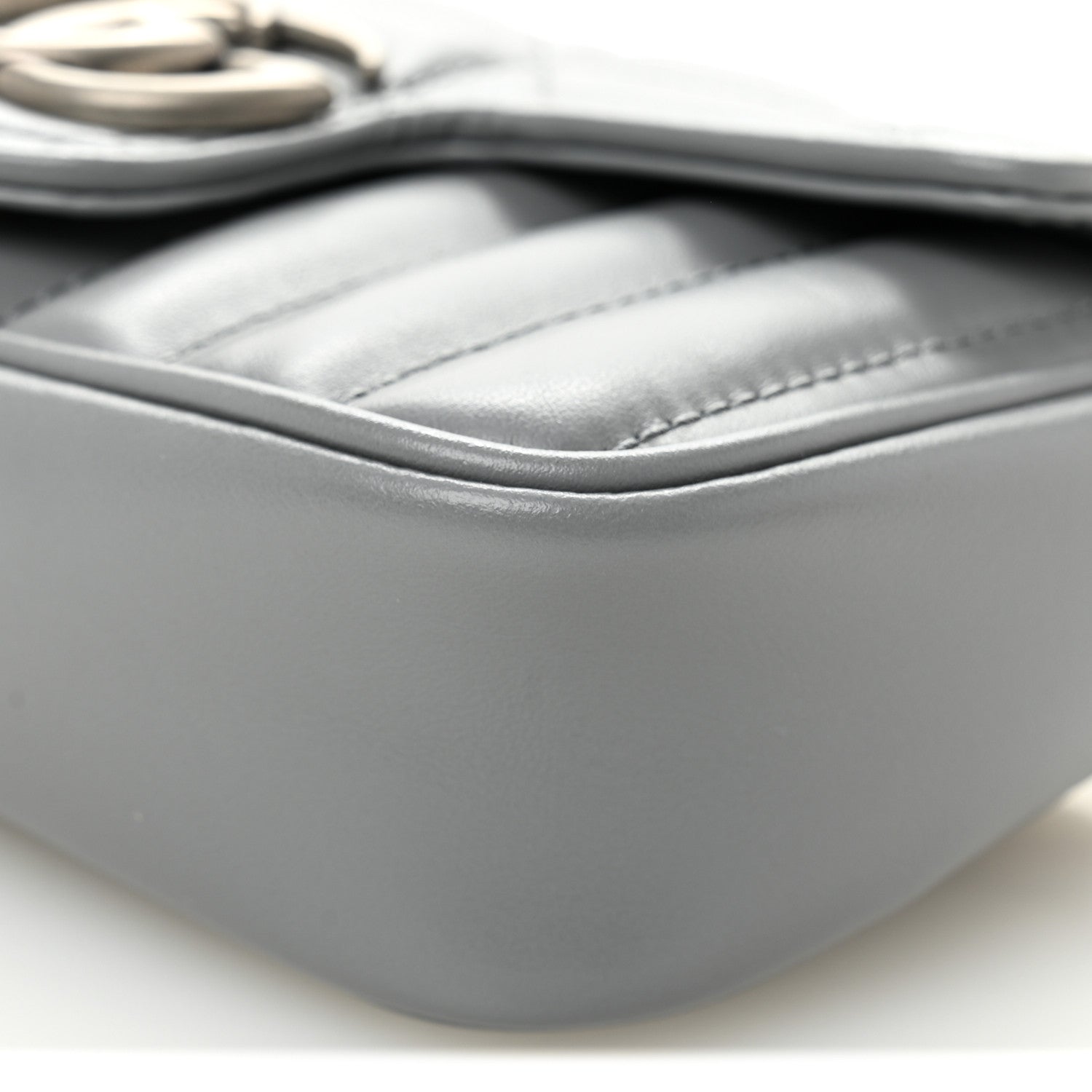 Gucci Calfskin Matelasse Aria Super Mini GG Marmont Shoulder Bag Deep Grey 10 of 11