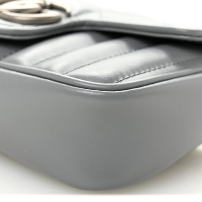 Gucci Calfskin Matelasse Aria Super Mini GG Marmont Shoulder Bag Deep Grey 10 of 11
