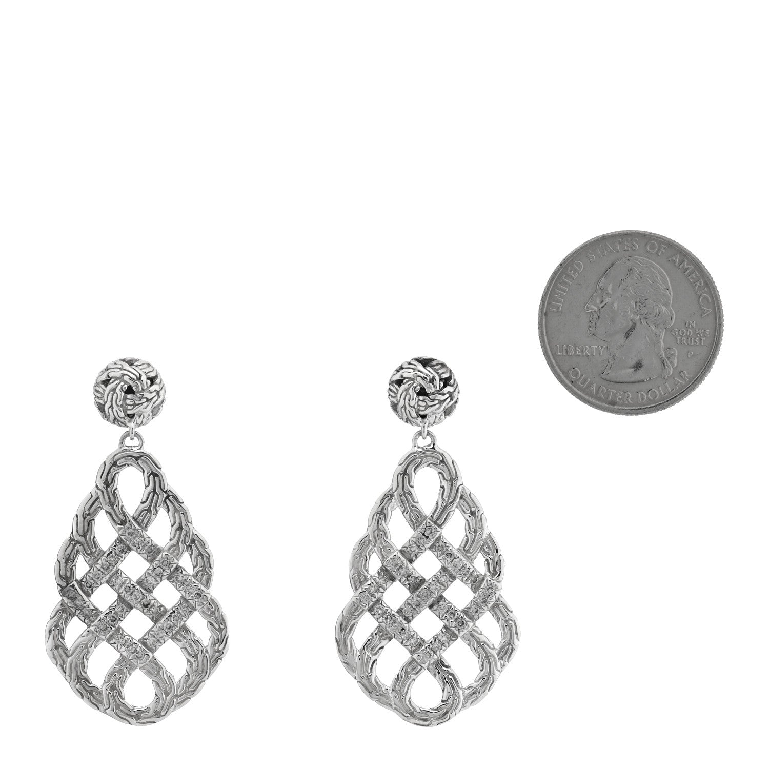 John Hardy Sterling Silver Classic Chain Braided Saddle Drop Earrings 2 of 4