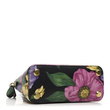 Balenciaga Smooth Calfskin Lush Floral Print XXS Ville Top Handle Bag Black Multicolor 4 of 9