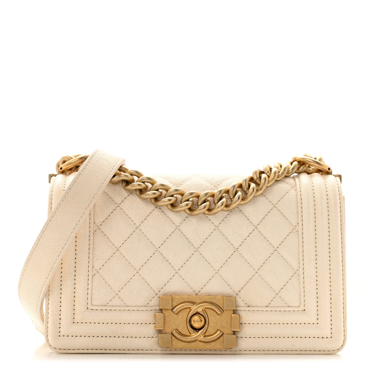 Chanel Caviar Quilted Small Boy Flap White 1 of 15