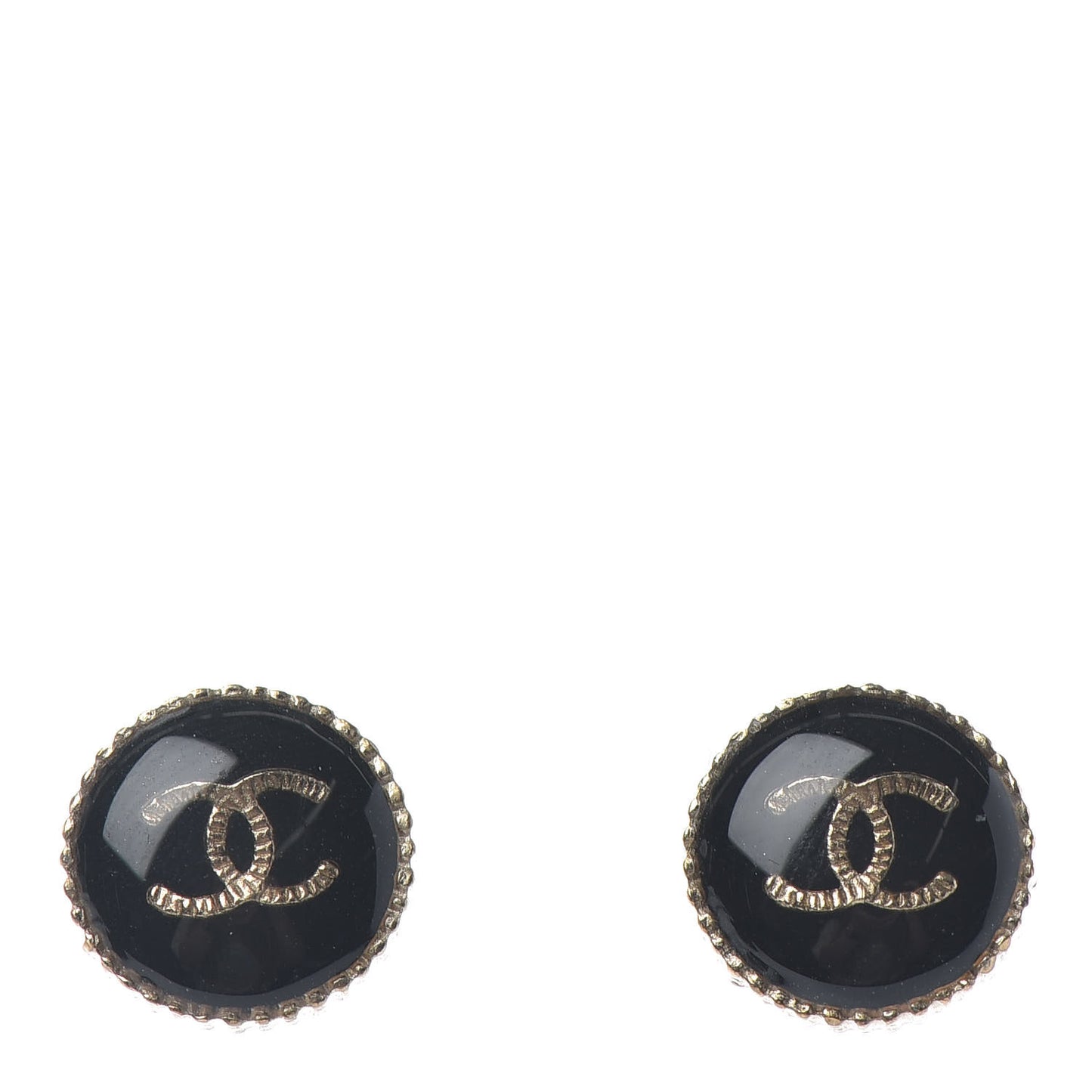 Enamel CC Earrings Black Gold