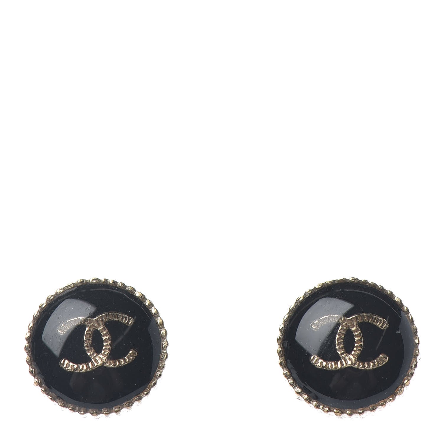 Chanel Enamel CC Earrings Black Gold 1 of 4