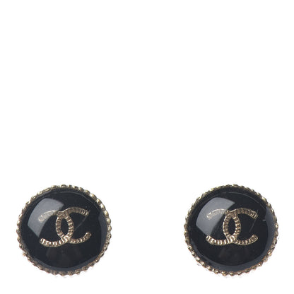 Chanel Enamel CC Earrings Black Gold 1 of 4