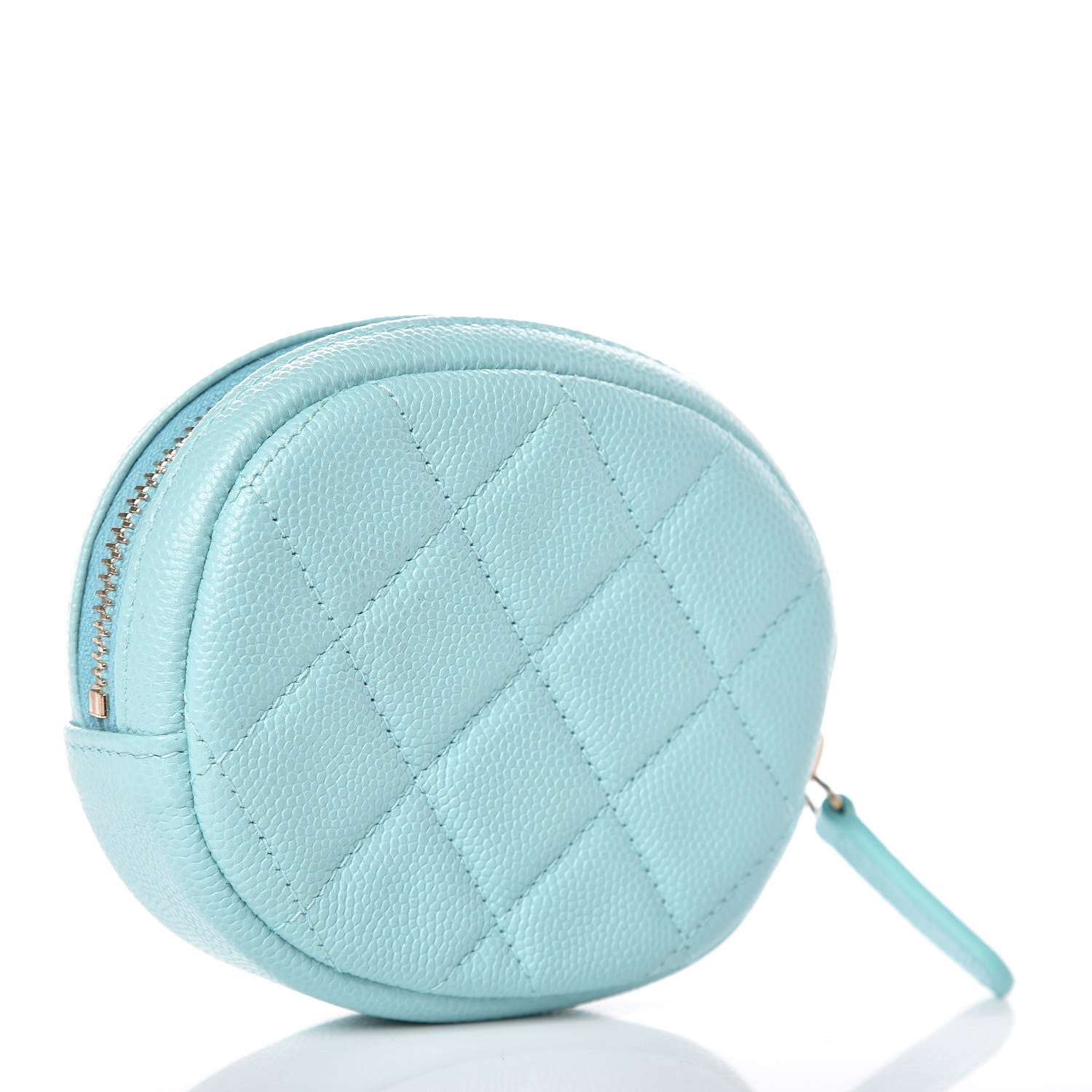 Chanel Caviar Quilted Zip Around Classic Coin Purse Light Blue 3 of 8