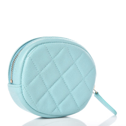 Chanel Caviar Quilted Zip Around Classic Coin Purse Light Blue 3 of 8