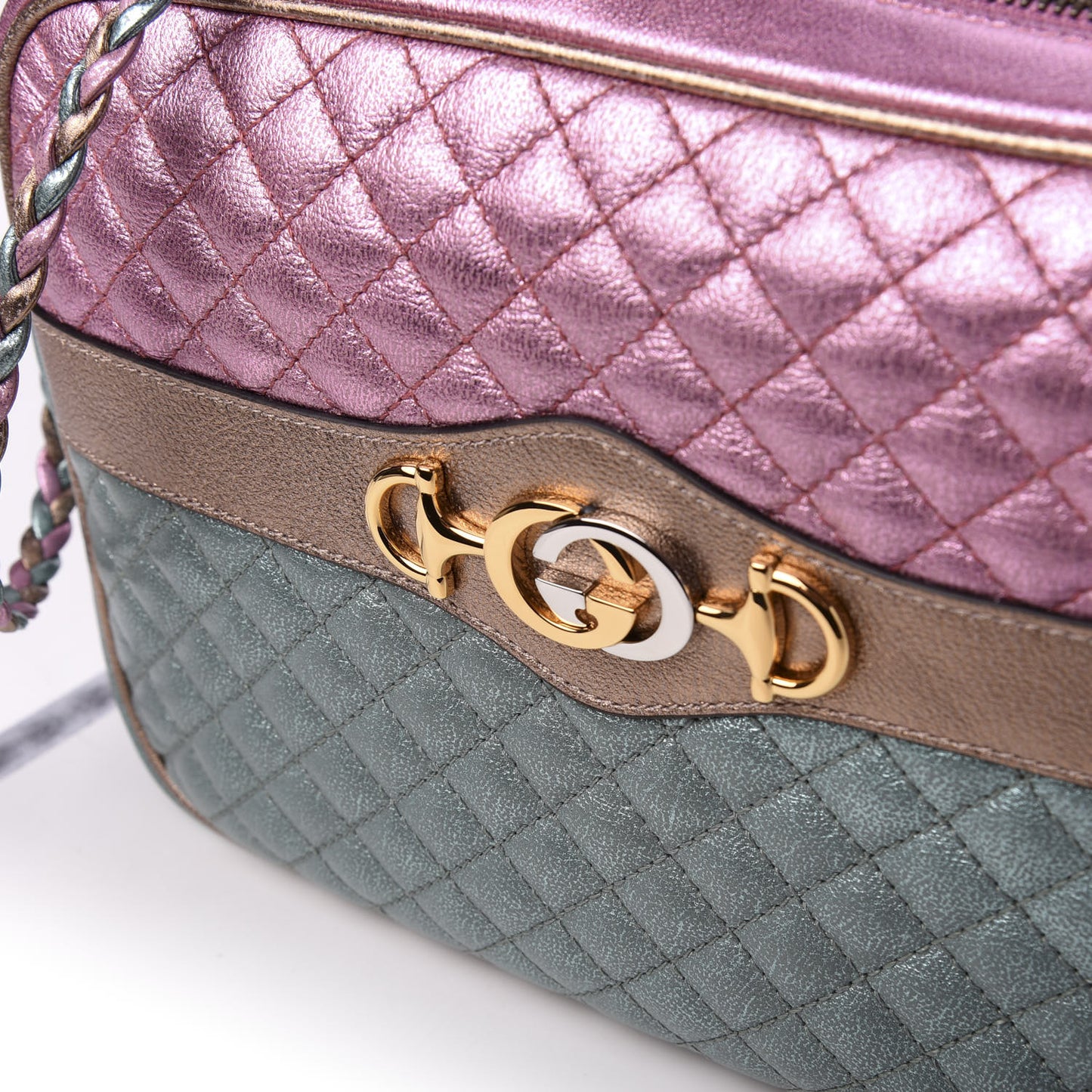 Laminated Nappa Trapuntata Small Zumi Shoulder Bag Rosa Lago Rame