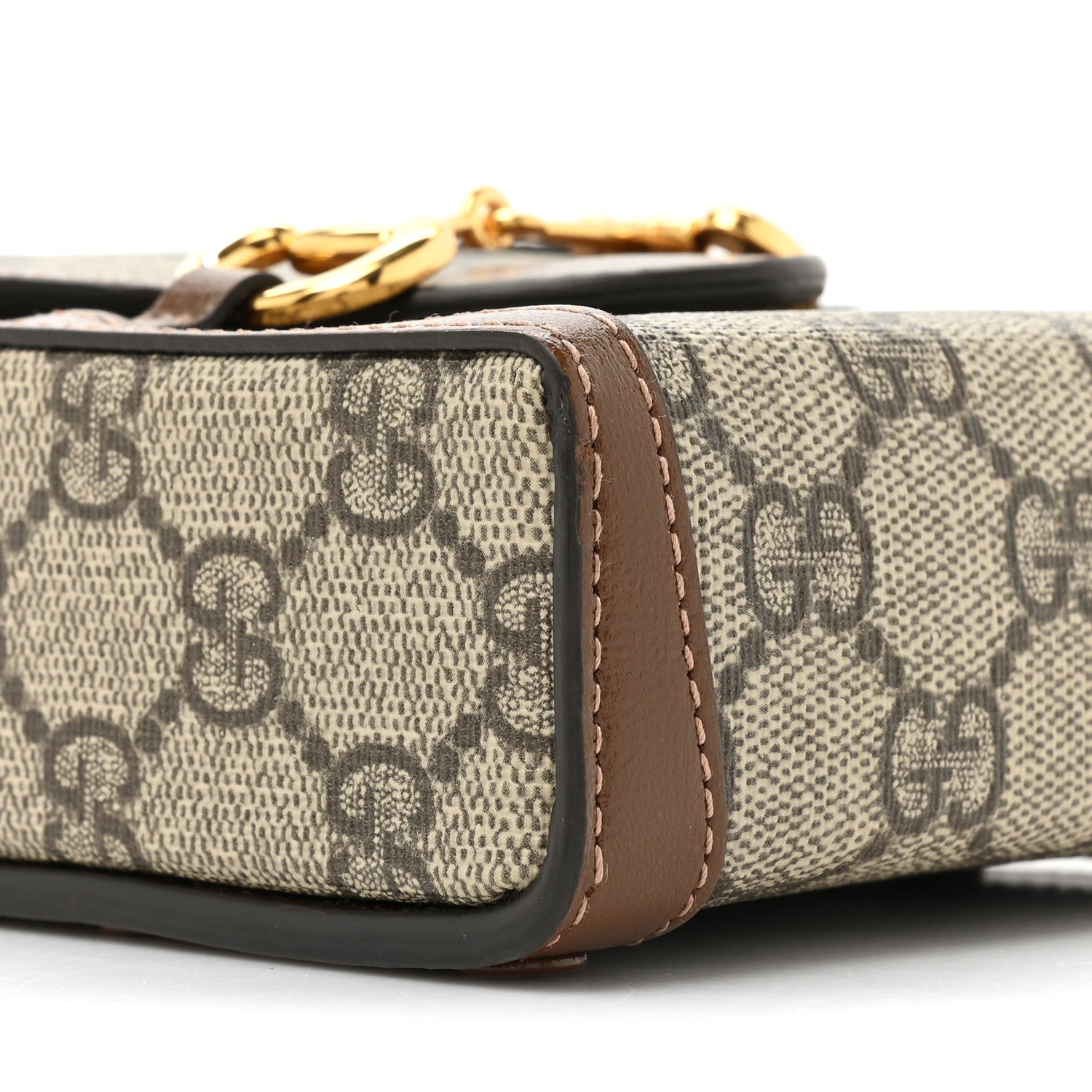 Gucci GG Supreme Monogram Mini Horsebit 1955 Crossbody Bag Beige Brown Sugar 9 of 9
