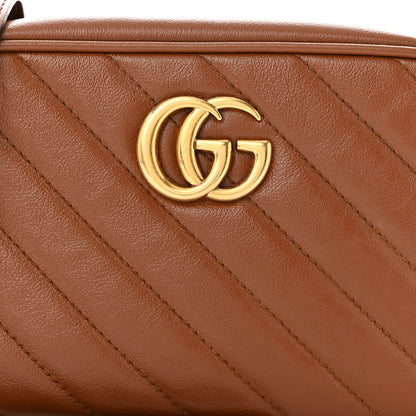 Gucci Glazed Calfskin Matelasse Diagonal Mini GG Marmont Chain Shoulder Bag Cuir 8 of 10