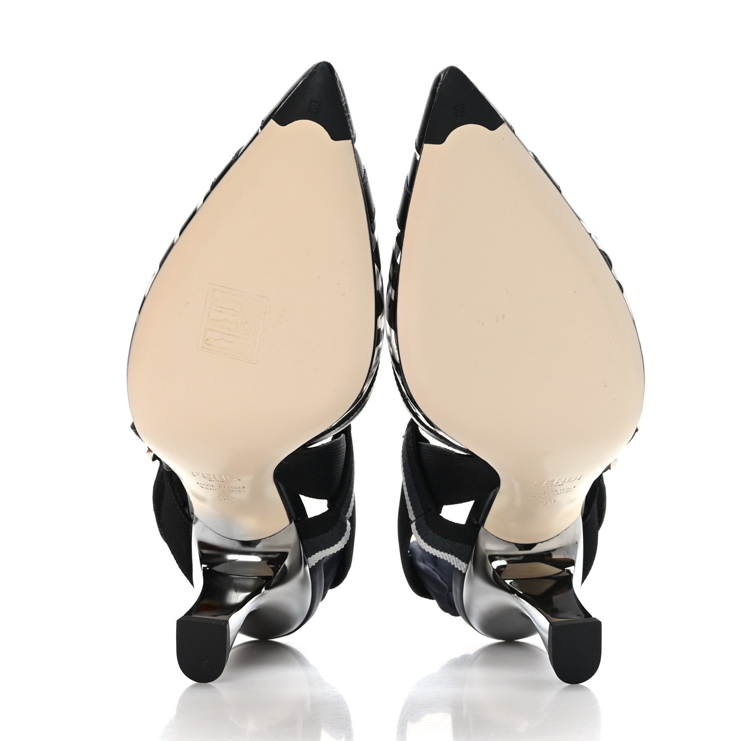Fendi PVC Vitello FF Colibri 85mm Slingback Pumps 39 Transparent Black 5 of 7
