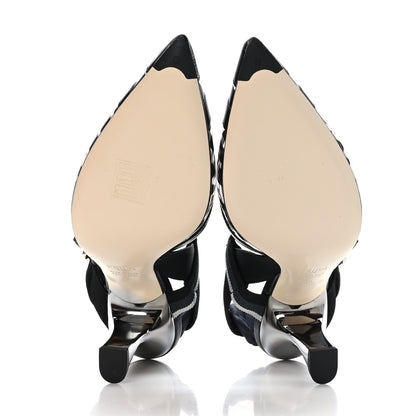 Fendi PVC Vitello FF Colibri 85mm Slingback Pumps 39 Transparent Black 5 of 7