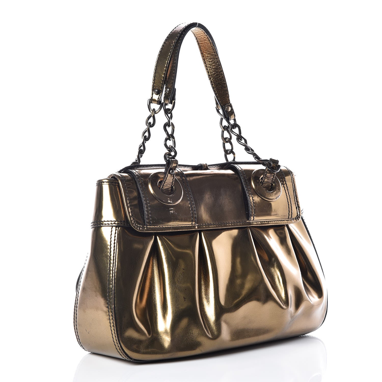 Fendi Patent Calfskin B Bag Gold 3 of 24