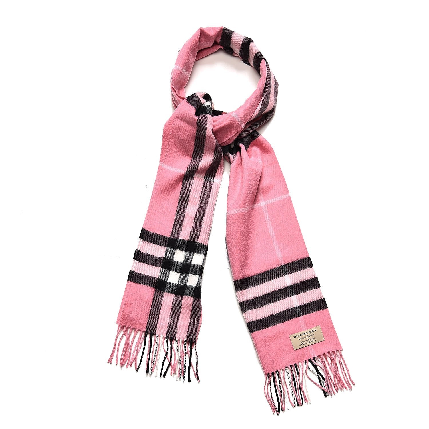 Burberry Cashmere Giant Check Fringe Scarf Rose Pink 1 of 7