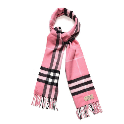 Burberry Cashmere Giant Check Fringe Scarf Rose Pink 1 of 7