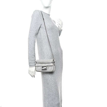 Fendi Crystal Vitello Laminato FF Mini Baguette Crystal Argento 2 of 10