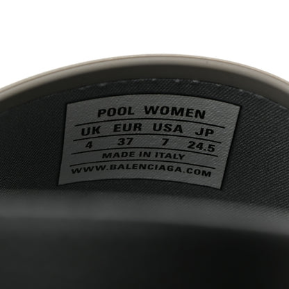 Balenciaga Rubber Womens Logo Pool Slide Sandals 37 Black Grey 7 of 10