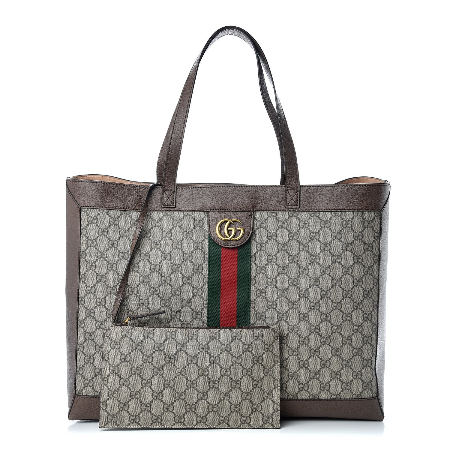 Gucci GG Supreme Monogram Web Ophidia Tote Brown 1 of 11