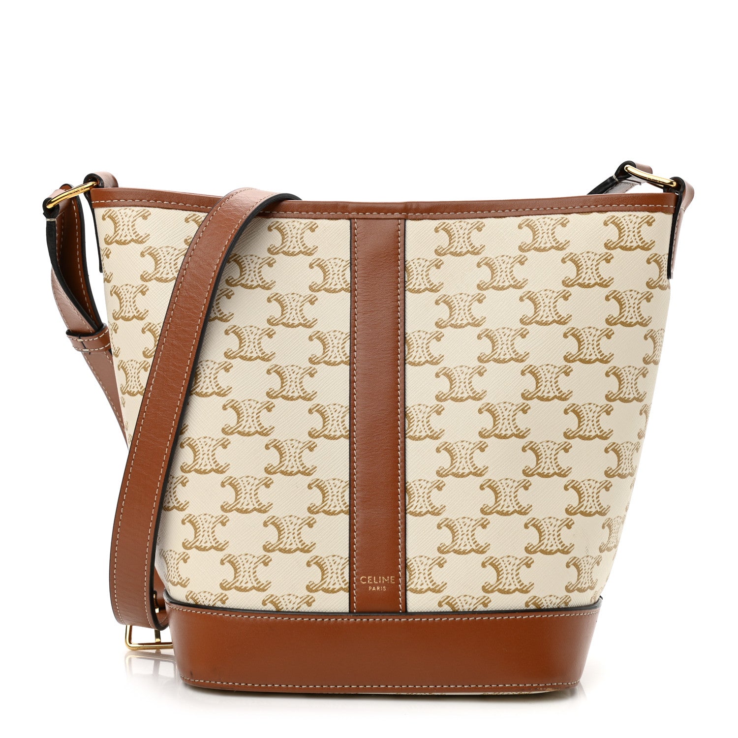 Celine Triomphe Canvas Calfskin Small Bucket Bag White 1 of 11