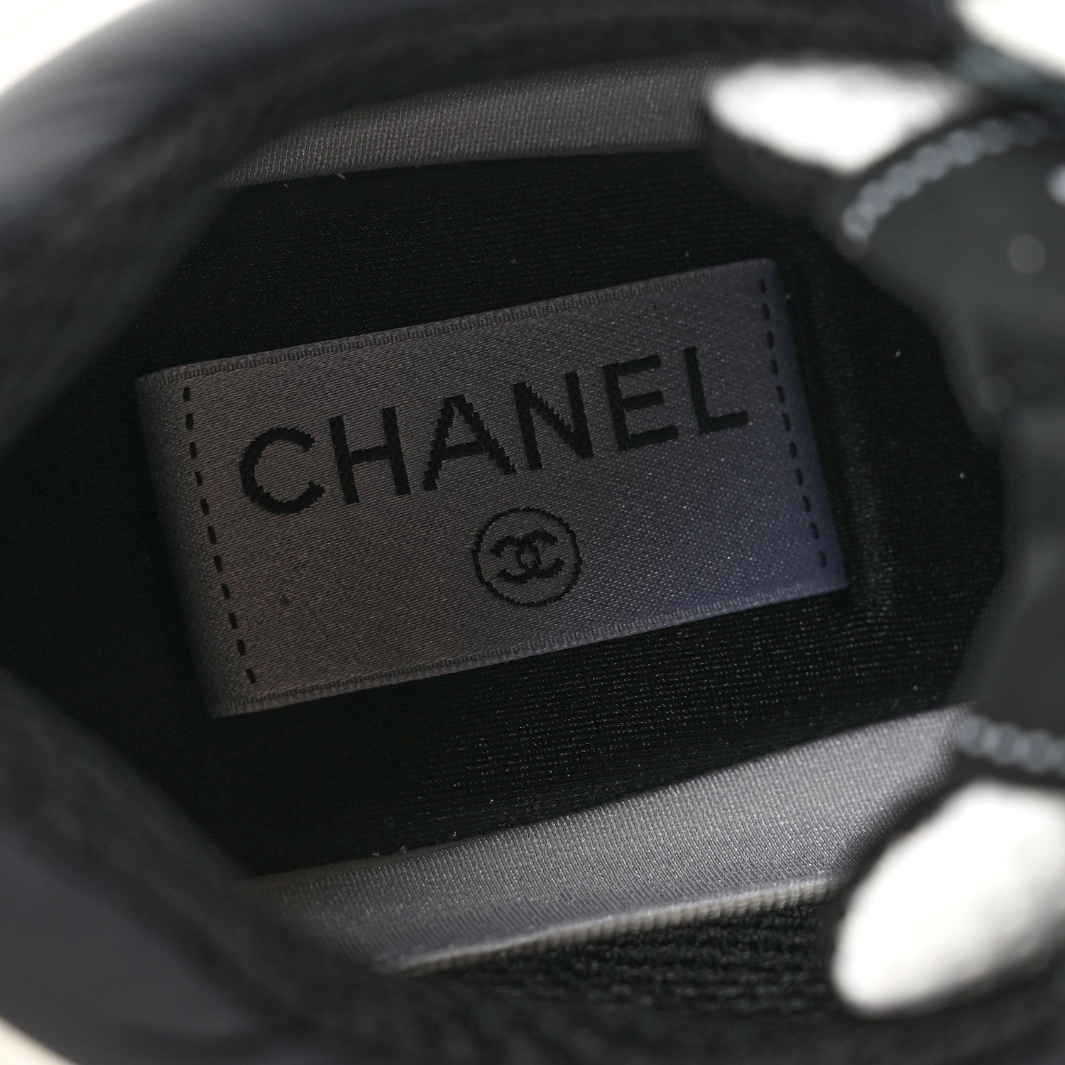 Chanel Mesh Suede Calfskin Grained Calfskin Womens CC Sneakers 38.5 White Black 6 of 7