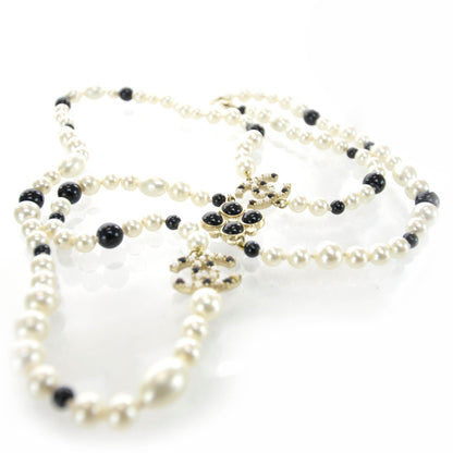 Chanel Long Pearl Gripoix CC Necklace Black White 08P 5 of 7