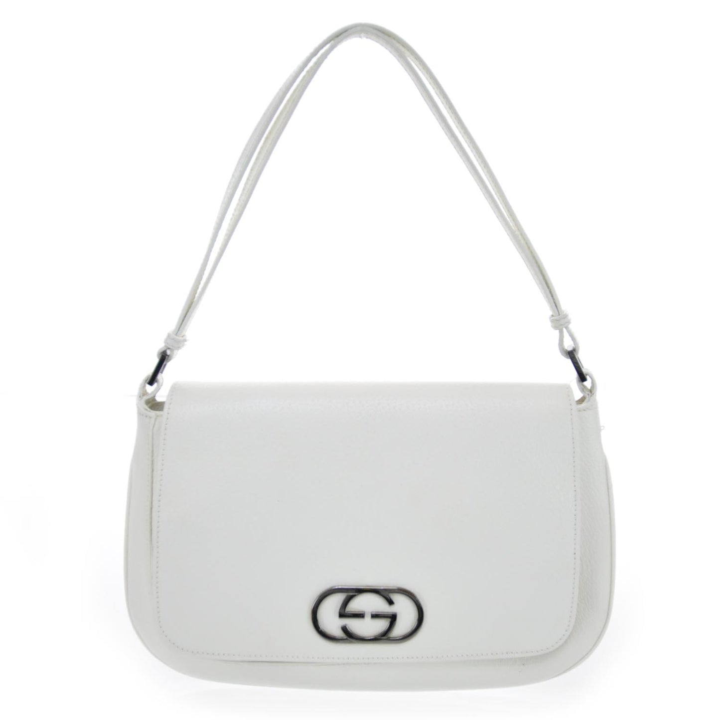 Leather Flap Bag White