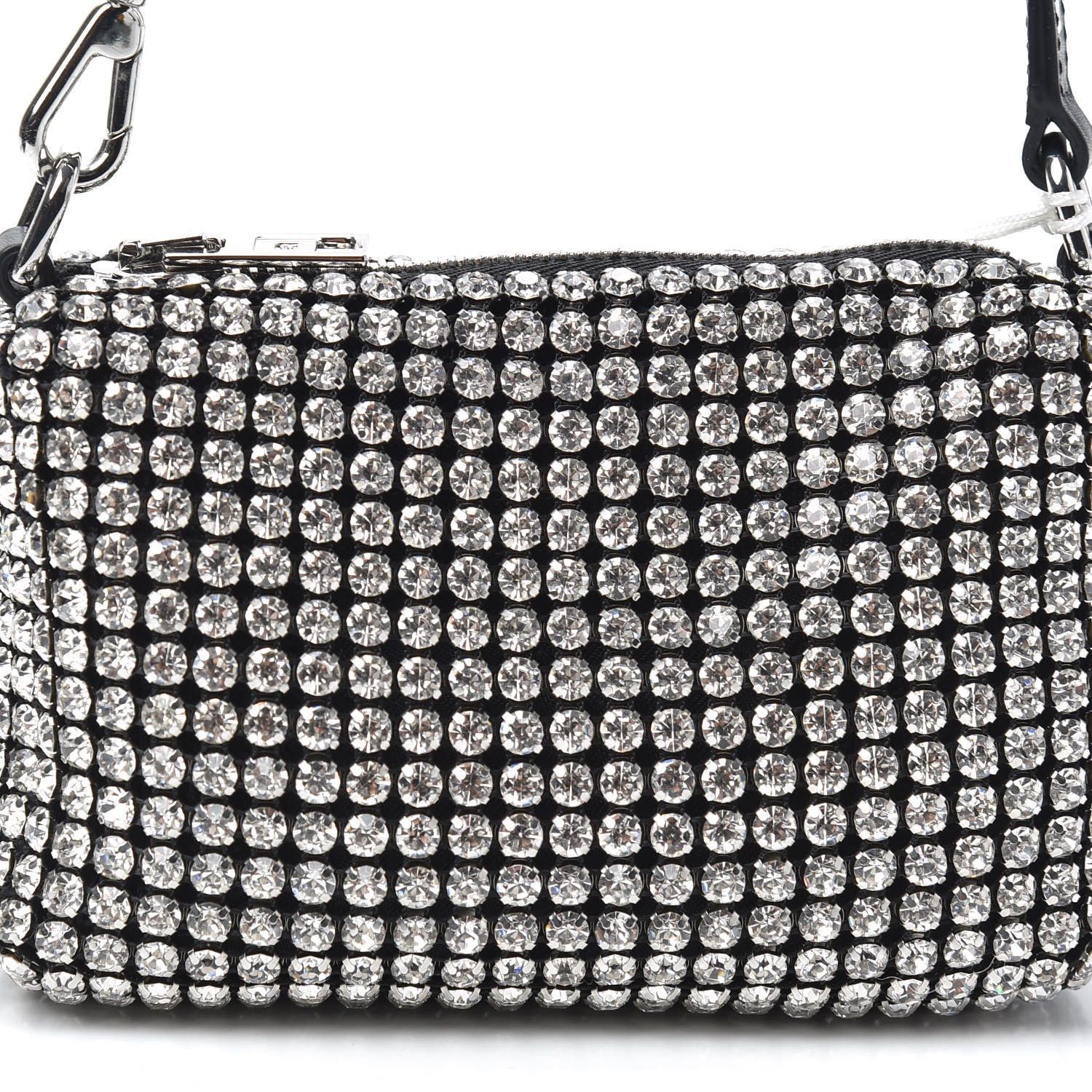 Alexander Wang Mesh Crystal Rhinestone Mini Heiress Pouch Black Silver 7 of 9