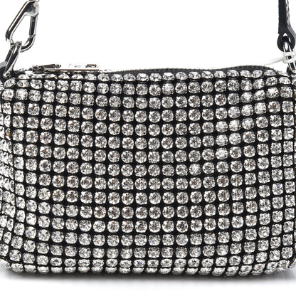 Alexander Wang Mesh Crystal Rhinestone Mini Heiress Pouch Black Silver 7 of 9