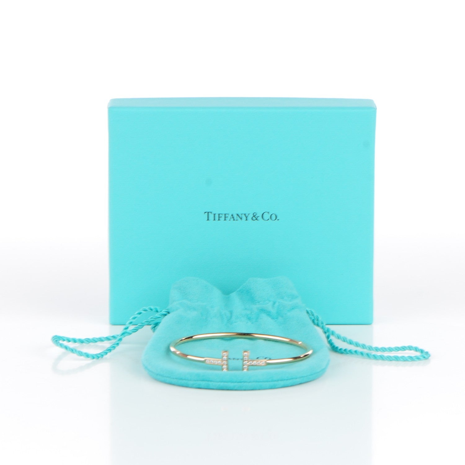 Tiffany 18K Rose Gold Diamond T Wire Bracelet 6 of 6