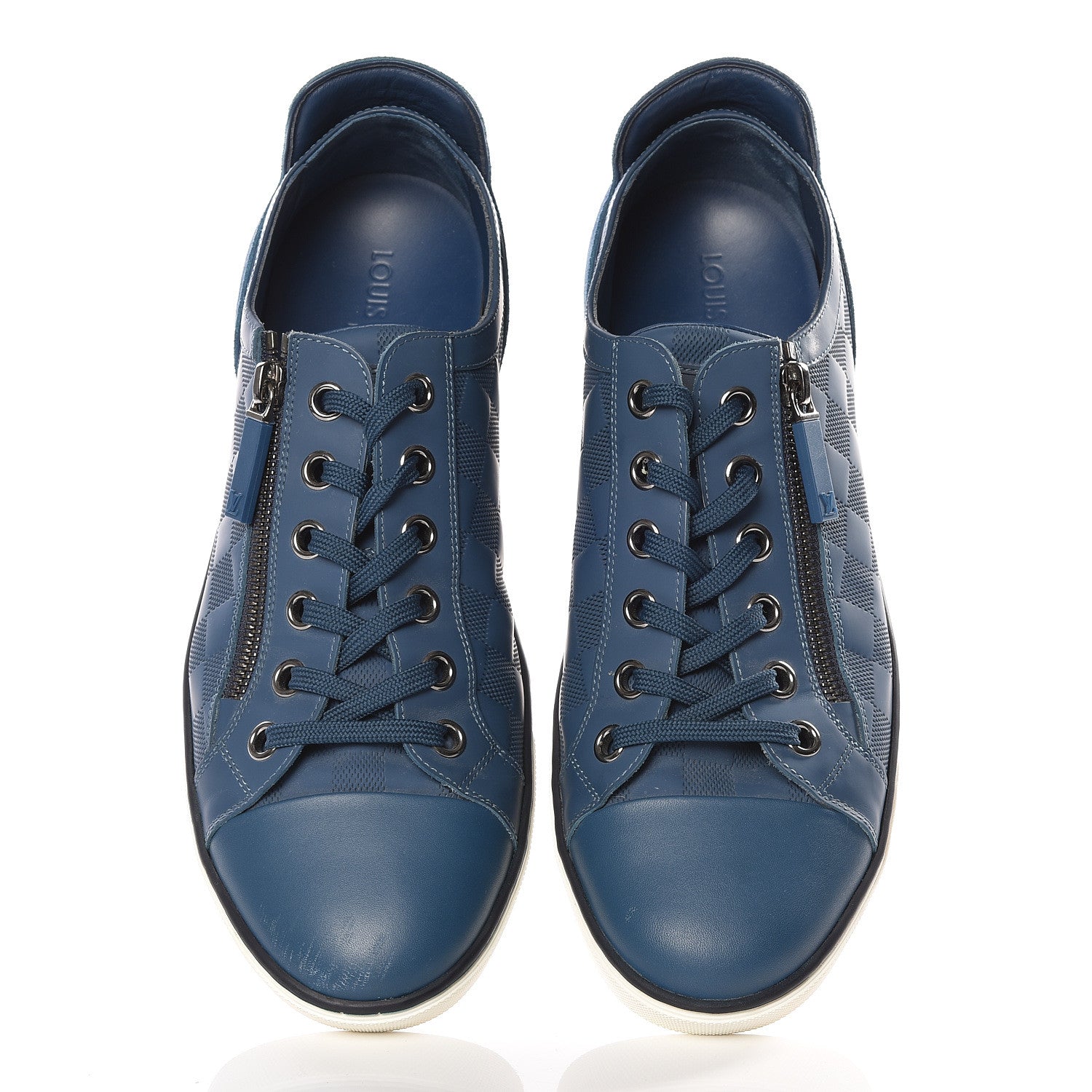Louis Vuitton Damier Challenge Zip Up Sneakers 7.5 Blue 4 of 12