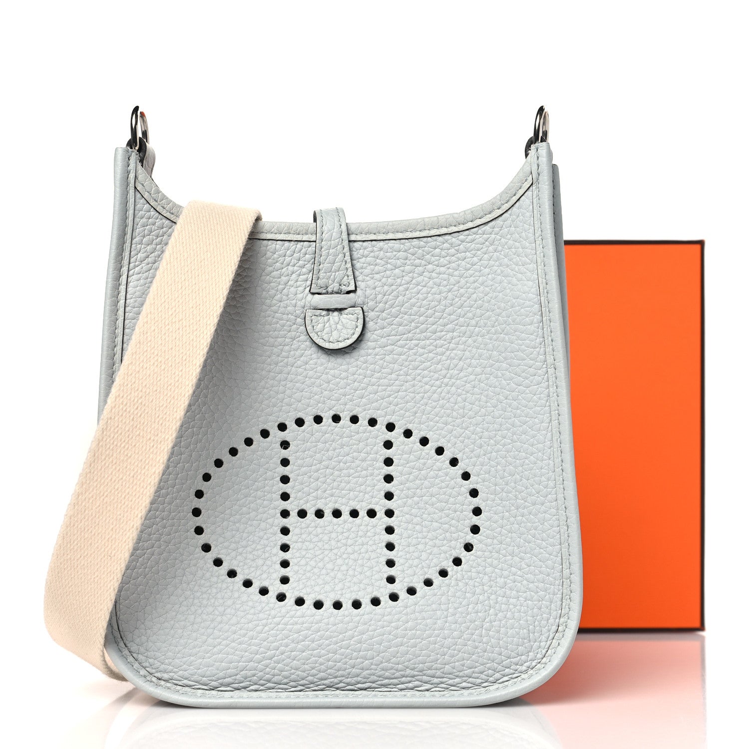 Hermes Taurillon Clemence Amazone Evelyne TPM Bleu Pale Nata 10 of 10