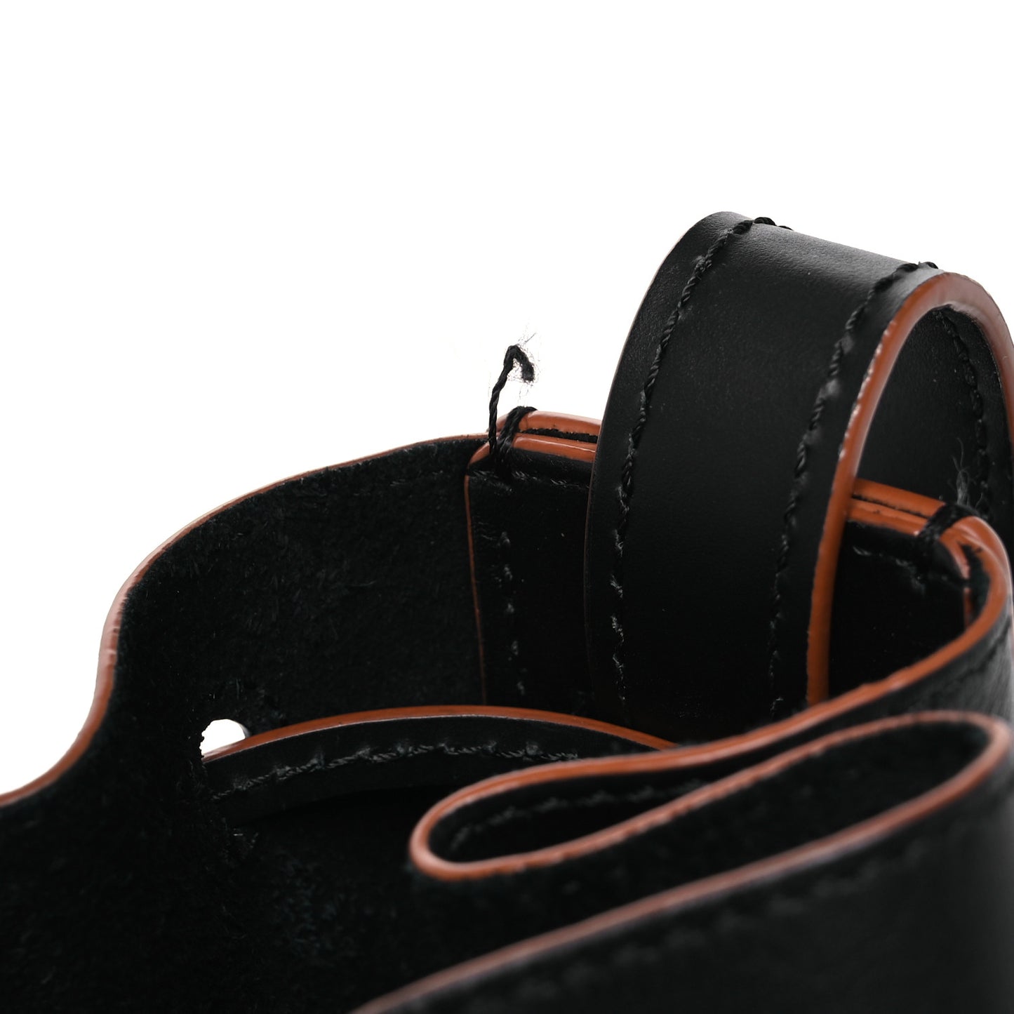 Calfskin Medium Balloon Bucket Bag Black Tan
