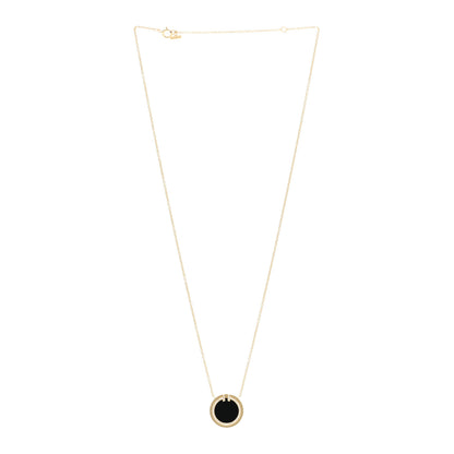 Tiffany 18K Yellow Gold Diamond Black Onyx 16mm T Circle Pendant Necklace 3 of 5