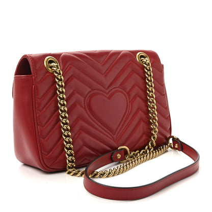 Gucci Calfskin Matelasse Small GG Marmont Shoulder Bag Hibiscus Red 3 of 10