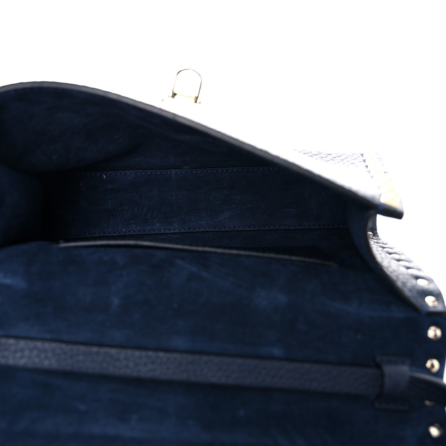 Pebbled Calfskin Medium Rockstud Flip Lock Crossbody Bag Navy