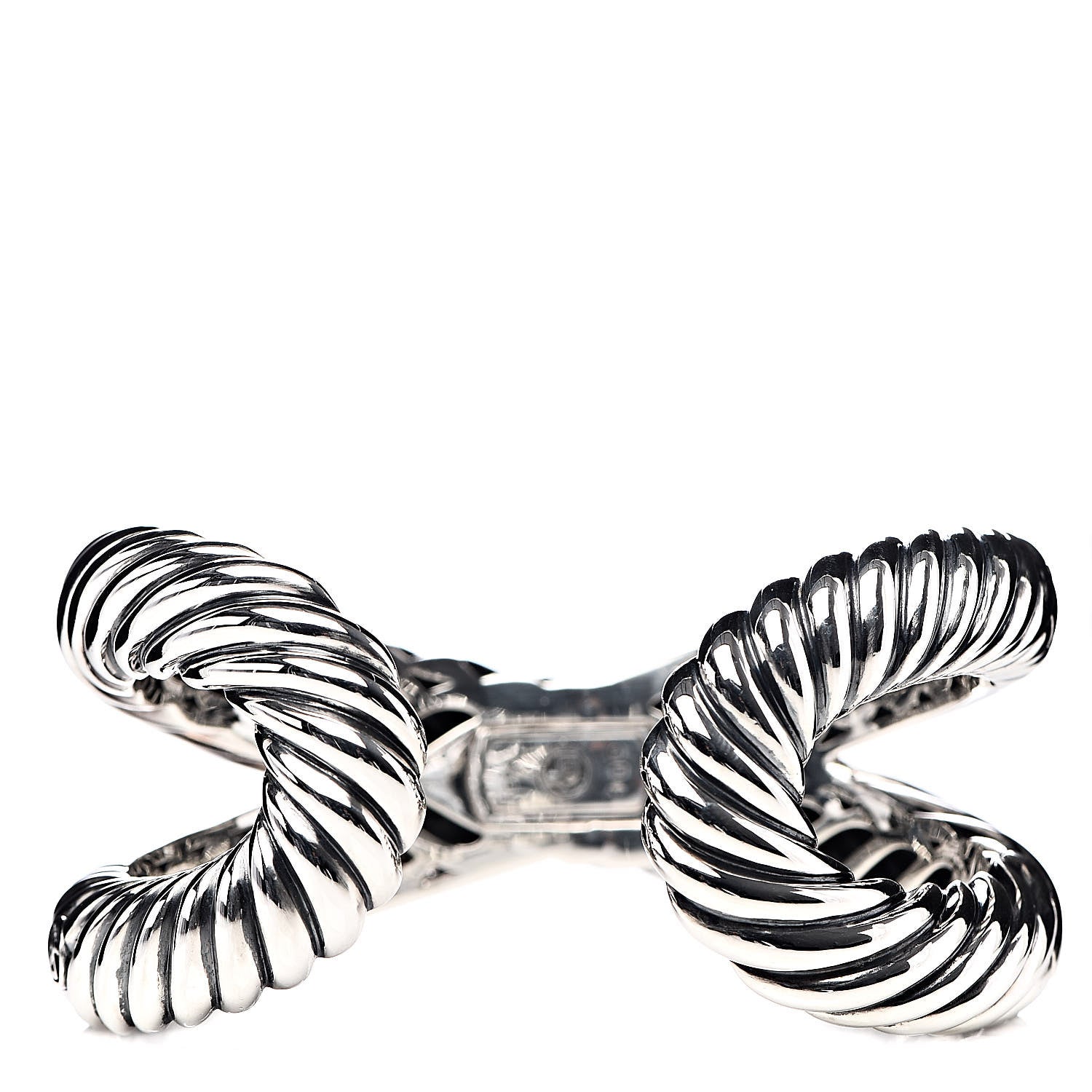 David Yurman Sterling Silver Pave Diamonds Crossover Cuff 3 of 4
