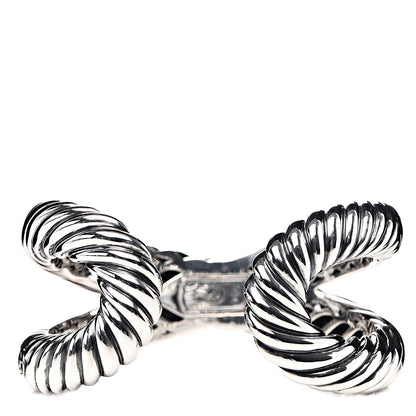 David Yurman Sterling Silver Pave Diamonds Crossover Cuff 3 of 4