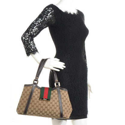 Gucci Monogram Medium New Ladies Web Tote Brown 2 of 7