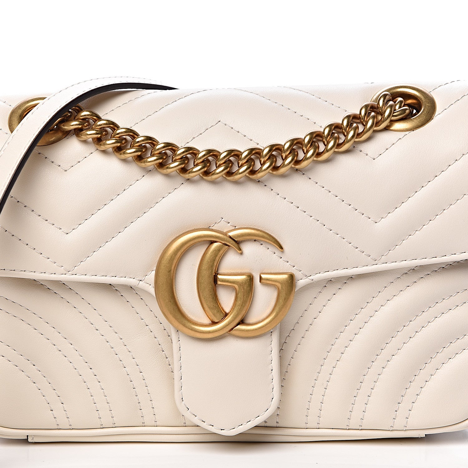 Gucci Calfskin Matelasse Mini GG Marmont Shoulder Bag White 13 of 14