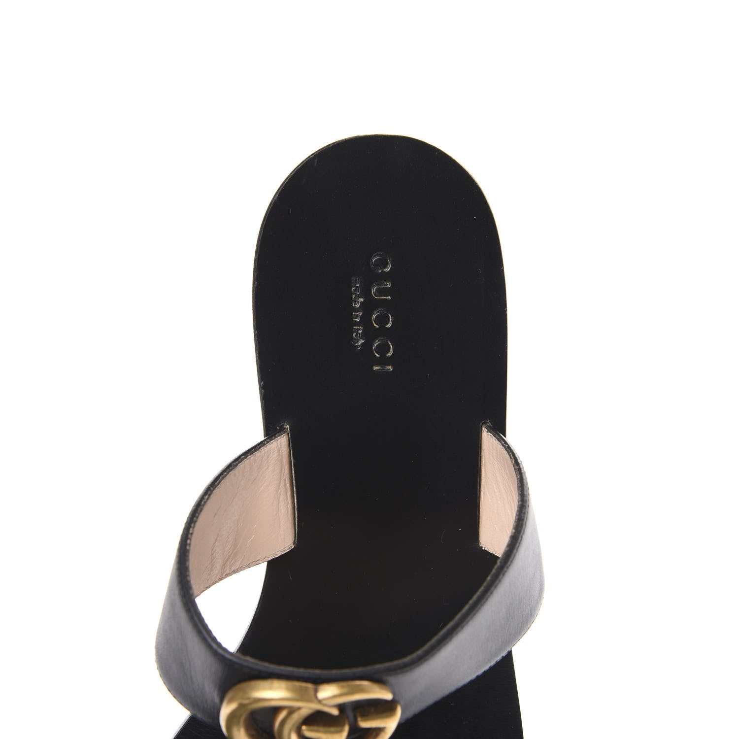 Gucci Calfskin GG Marmont Thong Sandals 38.5 Black 6 of 8