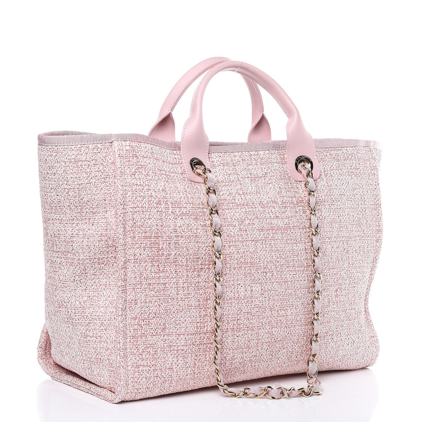 Straw Lurex Large Deauville Tote Pink