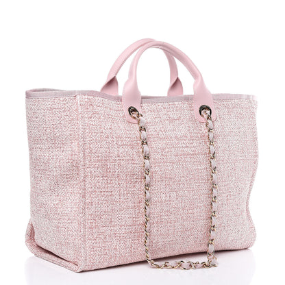 Chanel Straw Lurex Large Deauville Tote Pink 3 of 9
