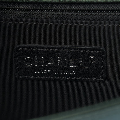Chanel Iridescent Goatskin Quilted New Medium Boy Flap Green 6 of 11