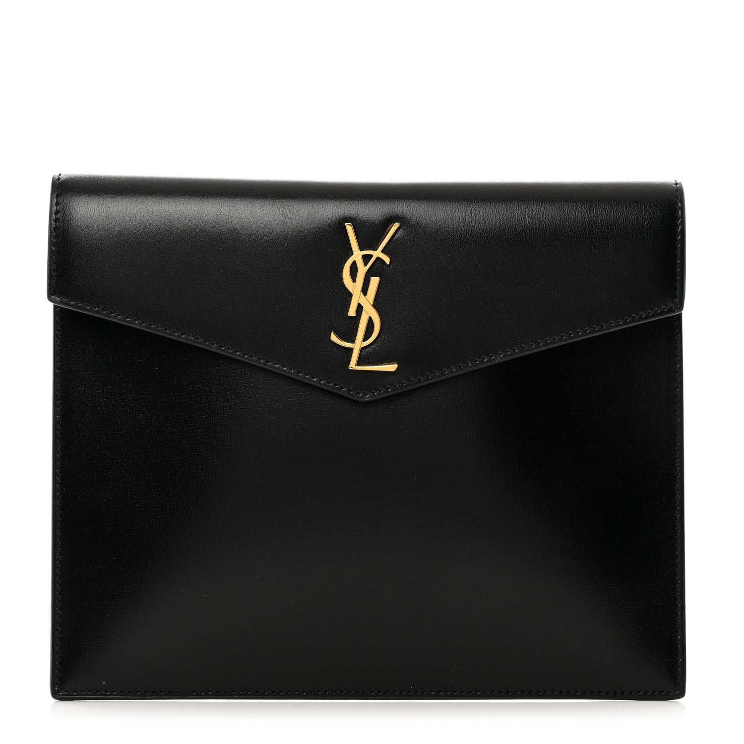 Saint Laurent Smooth Shiny Calfskin Monogram Uptown Baby Pouch Black 1 of 7