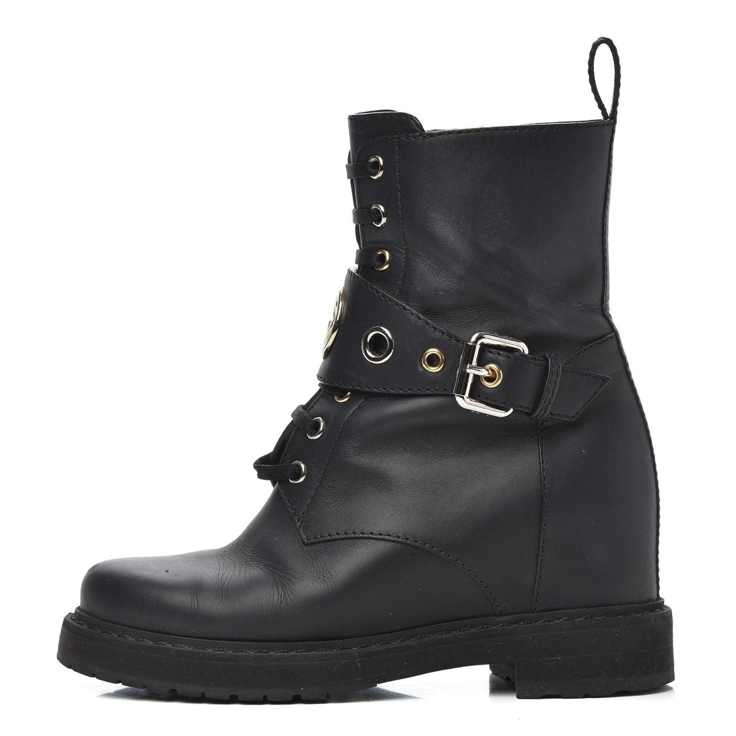Calfskin Combat Boots 36.5 Black