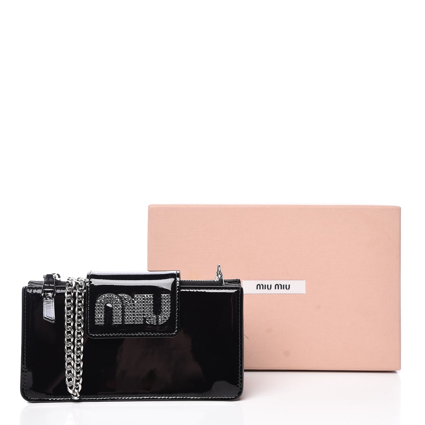 Vernice Crystal Logo Mini Crossbody Black