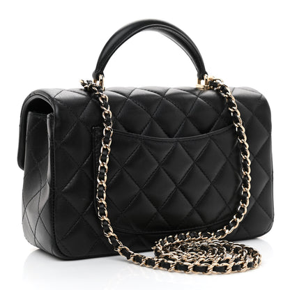 Chanel Lambskin Quilted Mini Top Handle Rectangular Flap Black 3 of 10