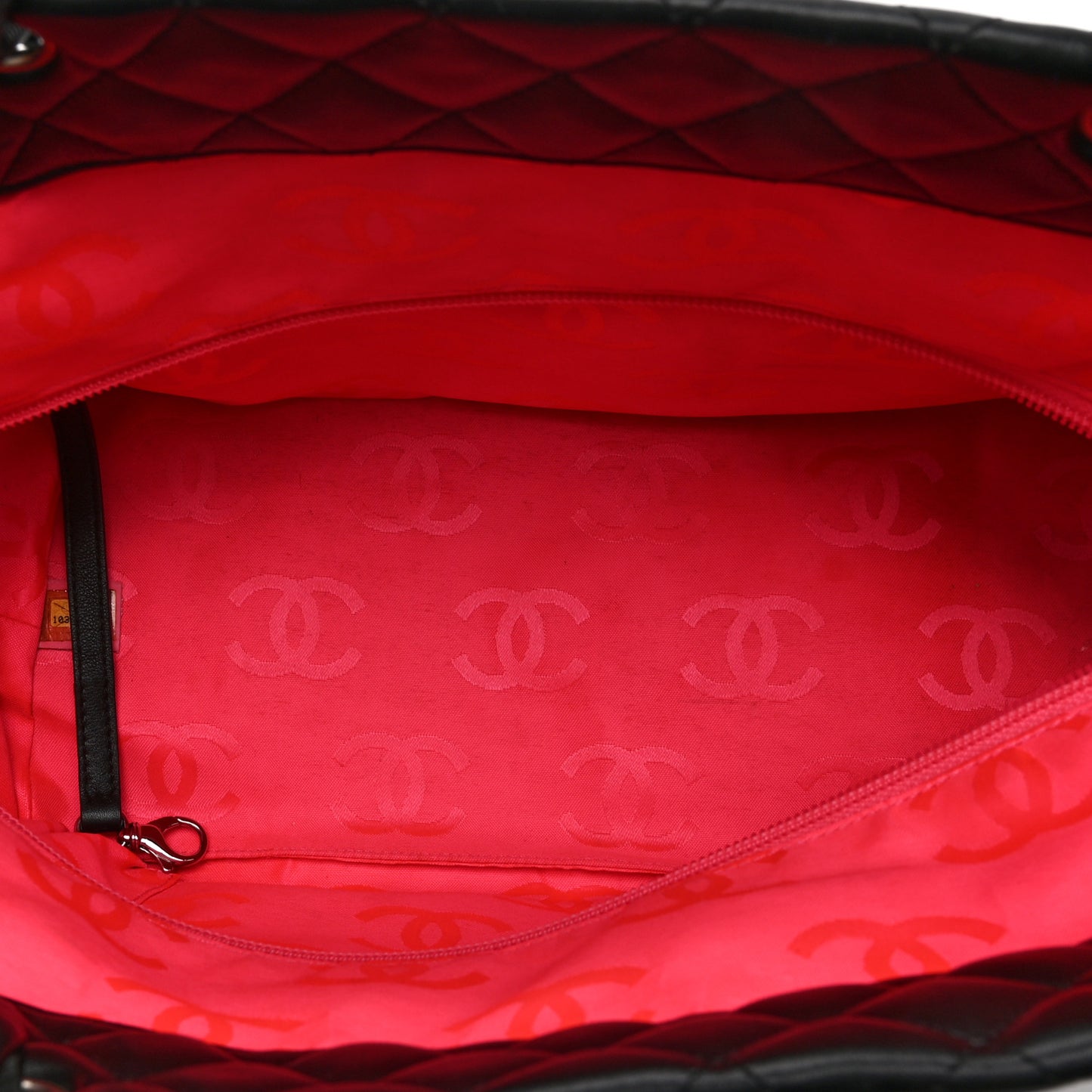 Calfskin Quilted Large Cambon Tote Black