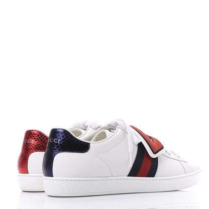 Gucci Calfskin Ayers Blind For Love Embroidered Womens Ace Sneakers 39.5 White 4 of 11